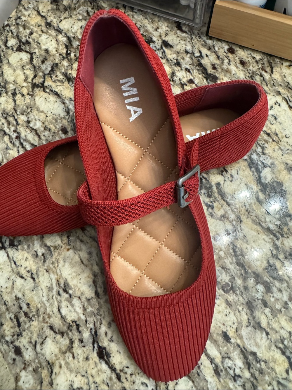 MIA Women's Red Mary Jane Flats - Picture 2 of 5